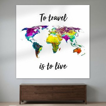 Tropische Weltkarte mit Zitat | Wandkreis