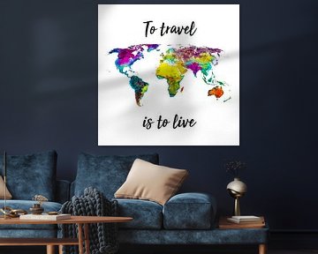 Tropische Wereldkaart met Quote | Wandcirkel van WereldkaartenShop