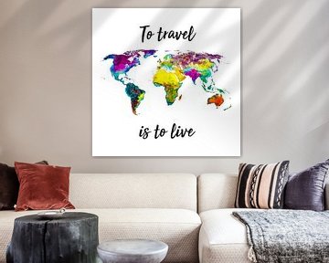 Tropical World Map with Quote | Wall Circle by WereldkaartenShop