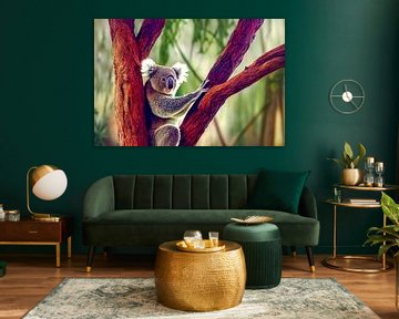 Koala bear on a eucalyptus tree illustration by Animaflora PicsStock