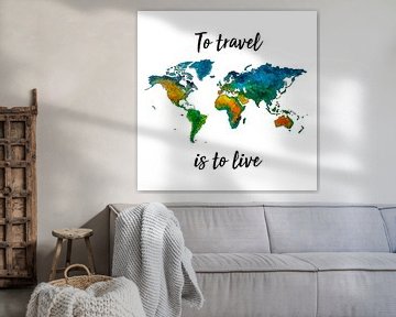 Cheerful World Map with Quote | Wall Circle by WereldkaartenShop