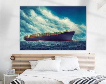 Illustration of container ship on the sea by Animaflora PicsStock