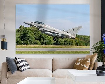 Take-off Italian Eurofighter Typhoon with afterburner. by Jaap van den Berg