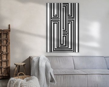 Zwart wit grafisch patroon - abstract lijnen spel van Lily van Riemsdijk - Art Prints with Color