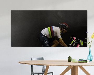 Elia Viviani dans son maillot de champion du monde course aux déchets sur FreddyFinn