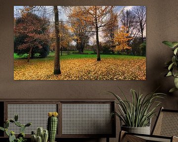 Gouden herfstbomen in park van Digital Art Nederland