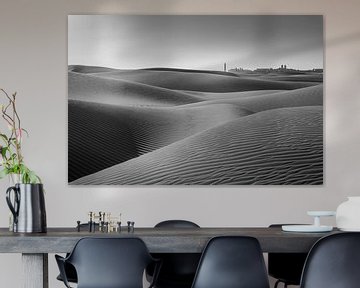 De duinen van Maspalomas op Gran Canaria. Zwart-wit beeld. van Manfred Voss, Schwarz-weiss Fotografie