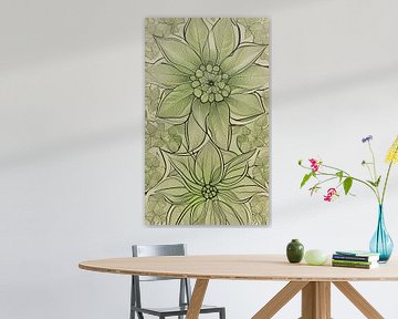 Groene bladeren - plant en bloemen abstract botanische illustratie van Lily van Riemsdijk - Art Prints met Kleur