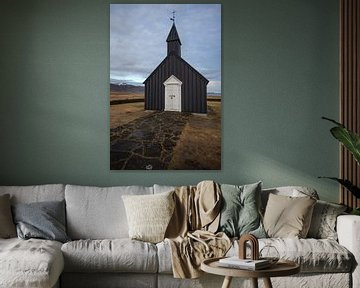 Zwart kerkje IJsland (Búðakirkja) 2 van Albert Mendelewski