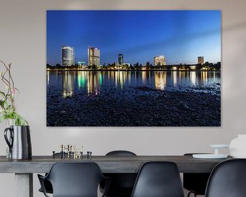 Bonn (Bundesviertel) on the banks of the Rhine in the blue hour