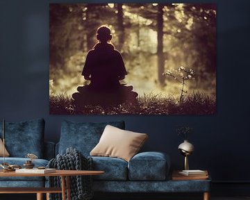 Junge Frau sitzt im Park und meditiert von Animaflora PicsStock
