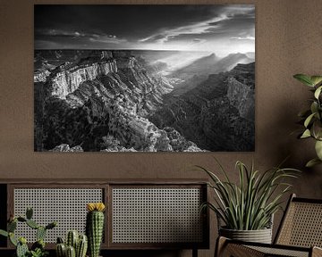 Grand Canyon USA. Zwart-wit beeld. van Manfred Voss, Schwarz-weiss Fotografie