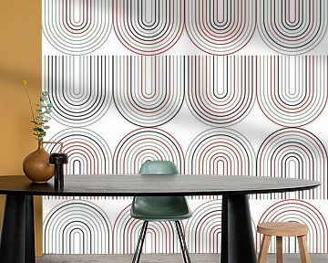 Retro industrial geometry  with  lines in pastel colors nr. 19 in green, red, black