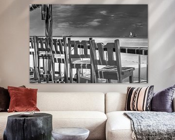 Vue sur la mer dans les Caraïbes. Image en noir et blanc. sur Manfred Voss, Schwarz-weiss Fotografie