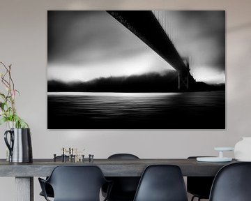 Golden Gate Bridge à San Francisco en noir et blanc sur Manfred Voss, Schwarz-weiss Fotografie