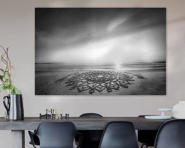 Mandalay on the beach at sunrise. Black and white picture. by Manfred Voss, Schwarz-weiss Fotografie