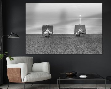 Ochtendstrand aan de Oostzee in zwart-wit. van Manfred Voss, Schwarz-weiss Fotografie
