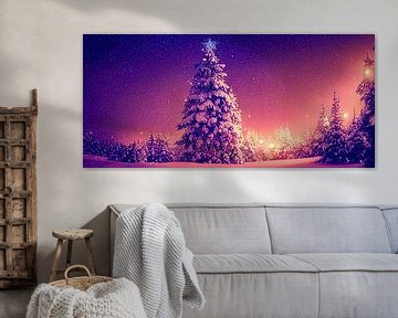Panorama Kerstboom in de Sneeuw Illustratie van Animaflora PicsStock