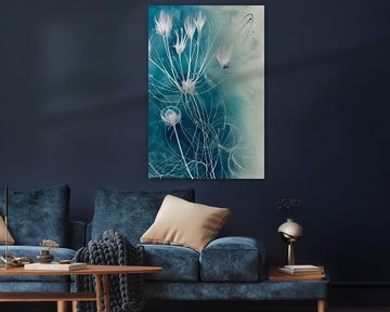 Blauw XXI - gevormd uit witte draden van Lily van Riemsdijk - Art Prints with Color