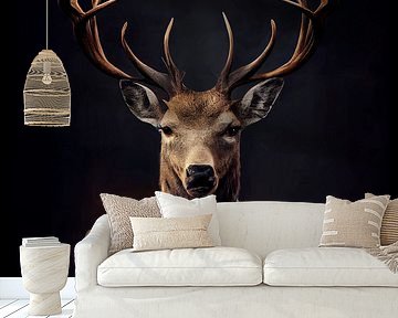 Stattliches Porträt eines Hirsches in einem schicken Anzug