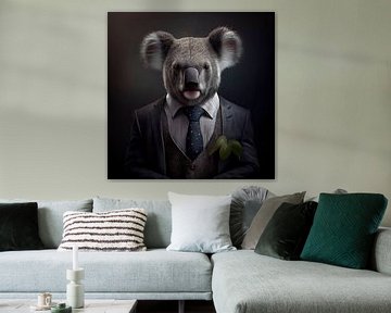 Stattliches Porträt eines Koalas in einem schicken Anzug von Maarten Knops