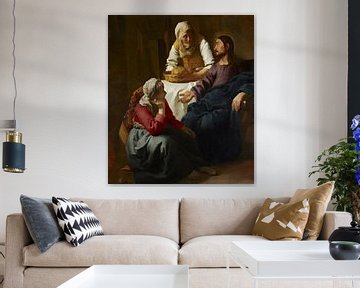 Christus im Haus von Martha und Maria von Johannes Vermeer. Remastered. von Frank Zuidam