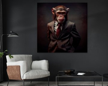 Stattliches Porträt eines Affen in einem schicken Anzug von Maarten Knops