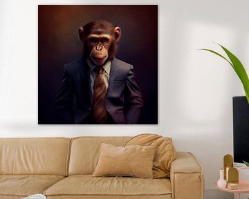 Stattliches Porträt eines Affen in einem schicken Anzug von Maarten Knops