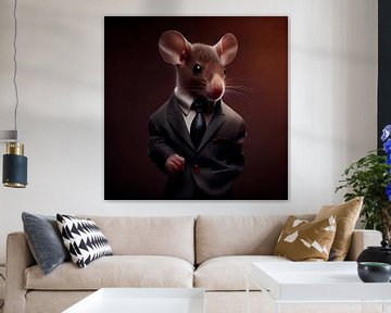 Portrait majestueux d'une souris en costume fantaisie sur Maarten Knops