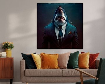 Portrait majestueux d'un requin en costume fantaisie sur Maarten Knops