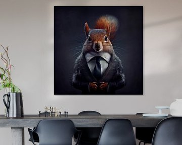 Stately portrait of a Squirrel in a fancy suit by Maarten Knops