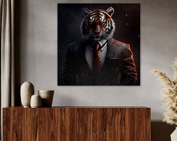 Stattliches Porträt eines Tigers in einem schicken Anzug von Maarten Knops