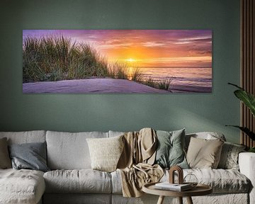 dune beach and north sea at sunset by eric van der eijk