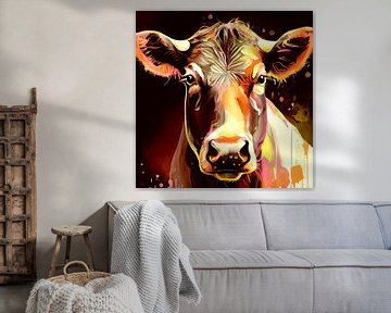 Portret van een koe van Vlindertuin Art