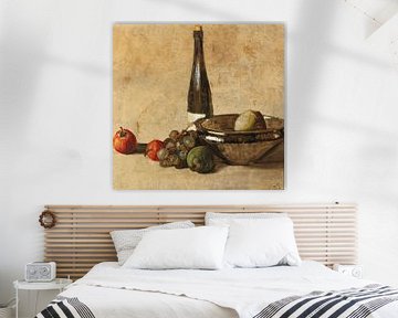 Still life with wine bottle and fruit, Kurt Schwitters by Atelier Liesjes