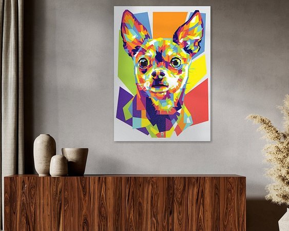 Voorbeeld van het werk in een kamer