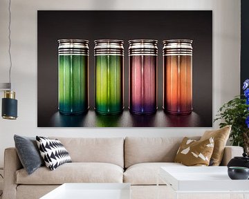 Colorful paint cans on black background illustration by Animaflora PicsStock
