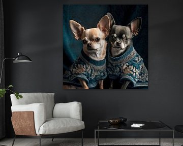 Portret van twee Chihuahua honden van Vlindertuin Art