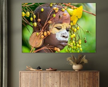Portrait Afrikanische Frau aus dem Suri Stamm von Miro May