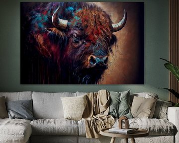 Portrait d'un bison sur Whale & Sons