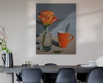 still life with orange rose by Manon Butterlin