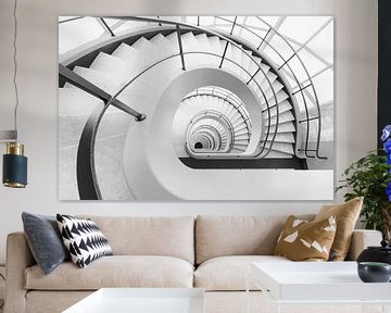 L'escalier de Den Bell à Anvers en noir et blanc sur Truus Nijland