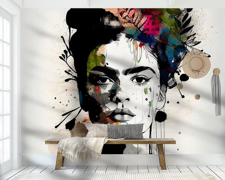 Frida black & white with flower color splash by Bianca ter Riet on ...