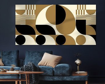 Art géométrique abstrait rétro en or, noir et blanc cassé n°9 sur Dina Dankers