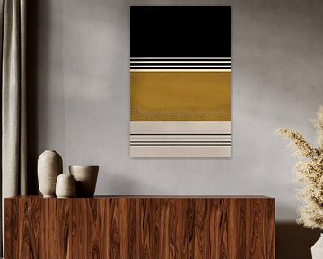 Plan et ligne horizontaux - beige noir et blanc sur Lily van Riemsdijk - Art Prints with Color