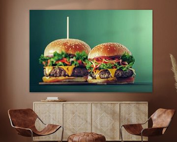 Hamburger fast food op groene achtergrond illustratie van Animaflora PicsStock