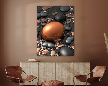 3d illustration render of a fractal with pebbles