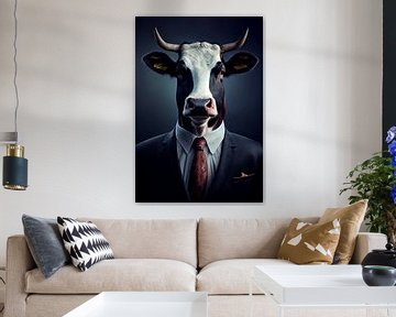 Stattliches stehendes Porträt einer Kuh in einem schicken Anzug von Maarten Knops