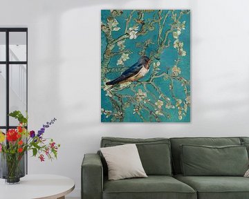 Swallow with almond blossom - Vincent van Gogh by Digital Art Studio