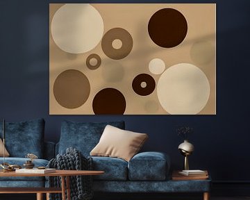 Cirkels abstract in beige van Lily van Riemsdijk - Art Prints met Kleur